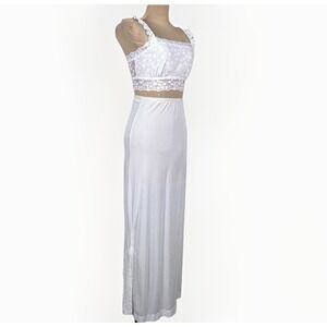 Snowdon Vintage Nylon Half Slip Long Skirt White Lace Trim Union Made USA Small